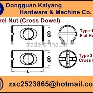 Barrel Nut (Cross Dowel); Bright (White) /Blue /Yellow Zinc Plated; M5, M6, M8, thumbnail-3