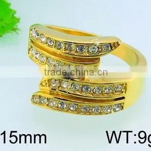 Wholesale High Quality Rings Jewelry Strings Golden Plated Stainless Steel Ring thumbnail-1