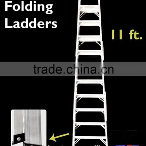 Aluminium One-Sided Folding 11 Step Ladders thumbnail-1