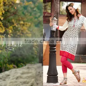 Large Indian Women Desinger Kurta Cotton Embroidered Kurti Bollywood Top Tunic thumbnail-1
