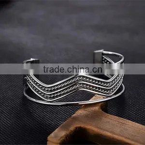2016 Latest New Design Stainless Steel Silver Open Cuff Bangle for Women Engraved Jewelry thumbnail-2