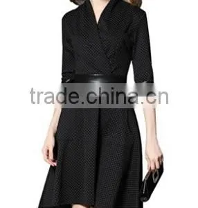 Women's Sexy V Neck Polka Dots Swing Cocktail Party Dress thumbnail-5