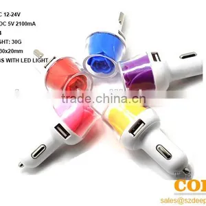 F2 Two USB Port Car Charger,2 Port Car Charger,cheap Car Usb Charger,Rose Flower Car Charger thumbnail-1