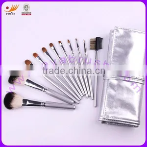 11pcs Bright Silver Travel Makeup Brush Set With Pouch thumbnail-1