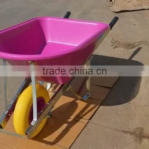 Commercial Pink Poly Tray Wheelbarrow With Single Wheel thumbnail-5