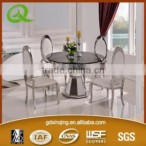 TH379 Modern Stainless Steel Cheap Round Glass Cafe Table Chair Set thumbnail-4