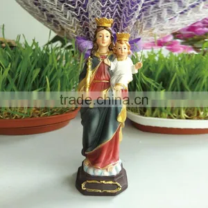 Resin Colorful Hand Paint Virgin Mary and Baby Jesus Figurine thumbnail-1