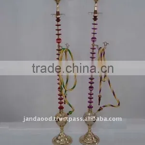 Tall Floor Hookah Made in Brass With Mirror Polish and One Out Let thumbnail-1