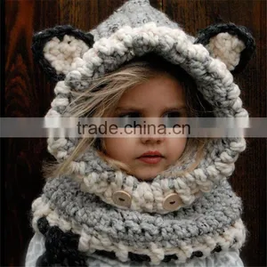 2015 New Design Fox Ear Winter Windproof Baby Hats And Scarf Set For Kids Boys Girls Shapka Caps thumbnail-2