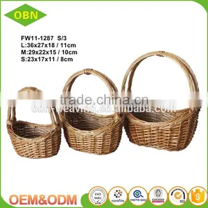 Durable Wicker Gift Basket Boat Shape Cane Basket With Handle thumbnail-1