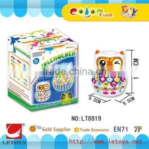 Factory New Design DIY Free Coloring Ceramic Owl Candle Holder thumbnail-1