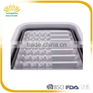 Collapsable Storage Dish Drainer Drying Kitchen Rack, Kitchen Plastic Dish Rack With Cover thumbnail-4