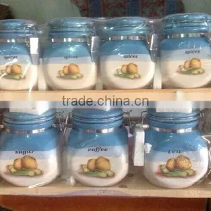 Factory Wholesale Ceramic Pot Ceramic Sugar Tea Canister thumbnail-1