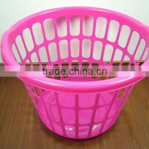 Round Plastic Laundry Basket Hamper thumbnail-1