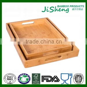 Eco-friendly Top Quality Bamboo Food Serving Tray With Handles thumbnail-2