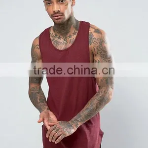 High Quality New Design Custom Dark Red Color Gym Wear Comfortable 100% Cotton Fashion Men's Sport Vest thumbnail-1
