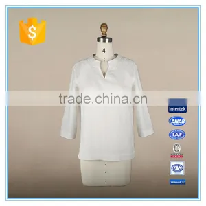 Woman Clothing Spring 2016 New Design Normal White Linen Cotton Blouse thumbnail-1