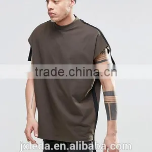 Custom Men Fashion Super Oversized Sleeveless Heavyweight Jersey T-shirt With Taping thumbnail-4
