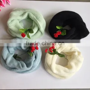 Cashmere Black Color Fashion Winter Knitted Factory Produce Fashion Circle Round Scarf thumbnail-1
