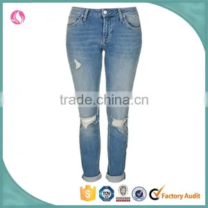 Women Acid Wash Detailed Ripped Out Ladies Jeans Denim Jeans Top Design Pant Trousers thumbnail-1