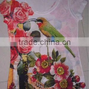 Women's Sublimation-printing Short Sleeve T-shirt With Crystal thumbnail-1
