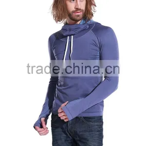 Seamless Long Sleeve Hoodie Shirt Sportswear for Men With Thumbholes thumbnail-1