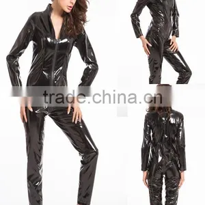 Wholesale Leather Catsuit Bodysuit Black Plus Size thumbnail-1