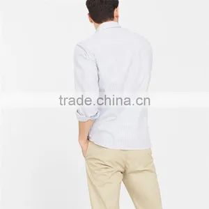 2017 OEM Men Buttoned Collar Button Closure Slim-fit Bengal Stripe Shirt thumbnail-5