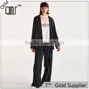2017 SIMPLE STYLE Ladies Long Casual Striped Blazer Coat thumbnail-1