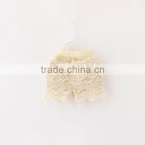 New Arrival Layered Knitted Beige Color Girls Ruffle Shorts thumbnail-1