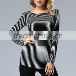 Newest Design OEM Wholesale Gray Women Vertical Stripes Blouse 2017 thumbnail-6