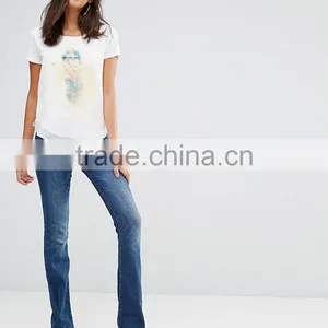 Guangzhou High Quality Sport Casual O-Neck Short Sleeve Curved Hem White 180g 100% Polyester Chiffon Ladies T Shirt thumbnail-2