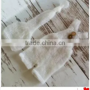 Newborn Mohair Bonnet and Romper Sets Handmade Knitted Overall Handmade Knitted Baby Bear Bonnet Newborn Hoodeed Knit Romper thumbnail-4