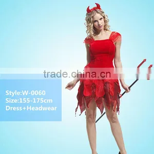 New Fashion Fancy Red Color Party Halloween Costumes With Horns thumbnail-4