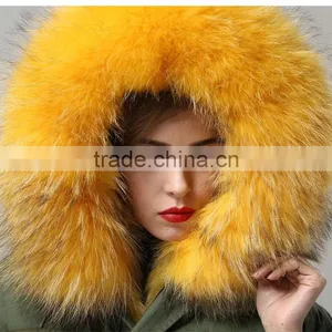 Yellow Fox Fur Wears Parka,Thickness Mini Winter Girls Fox Lined Parka thumbnail-6