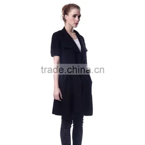 Spring Women's Casual Trench Coat Solid Long Sleeves Turn-down Collar Outerwear Open Stitch Thin Loose Coat thumbnail-6