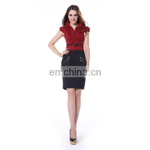 2015 Good Quality Short Sleeve Mature Women Red Shirts thumbnail-2