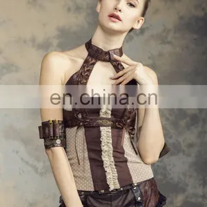 Steampunk Sleeveless Open Shoulders Corsage Style Top thumbnail-5