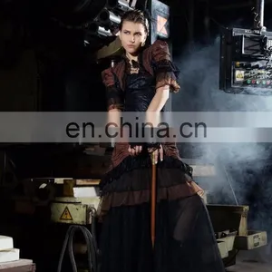 Steampunk Style Crop Top Jacket With Fluonce Layered Sleeves thumbnail-4
