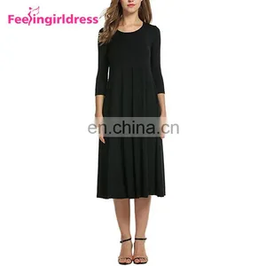 Wholesale Casual Long Sleeve Midi-Length Black 2017 Women Dresses thumbnail-4