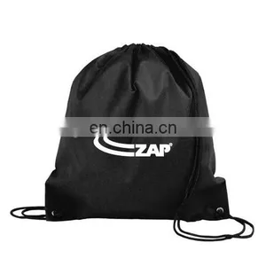 Black Drawstring Backpack /Cotton Folding Shopping Bag thumbnail-1