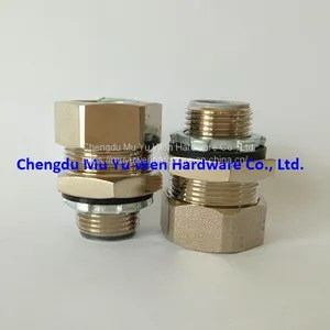 Straight Liquid Tight Nickel Plated Brass Flex Conduit Fittings Metric Thread thumbnail-1