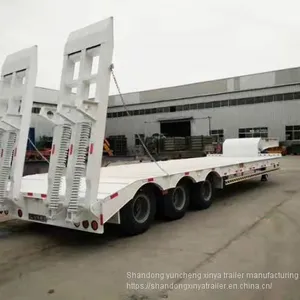 Made in China Gooseneck Low Platform Semi Low Flatbed Trailer Lowbed Truck Trailer for Sale thumbnail-2