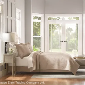 Khaki Cotton Bedspread 3pcs Set thumbnail-2