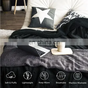 Wholesale Plush Thick 100% Microfiber King Size Sherpa Blanket thumbnail-6