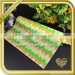 Hot Fix Glue Colorful Heat Transfer Crystal Mesh Fabric Rhinestone Sheet FHRM-063 Supplier's Choice thumbnail-1