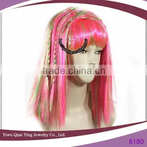 Fashion Design Beauty Cheap Wholesale Party Pink Wigs With Little Braid thumbnail-1