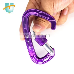 3.9inch 24kn Aluminum Hook Outdoor Rock Climbing Carabiner Hook With Screw Gate thumbnail-5