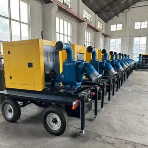 Diesel Movable 4 Wheels Trailer Agricultural Irrigation Drainage Flood Relief Self Priming Sewage Water Pump thumbnail-1