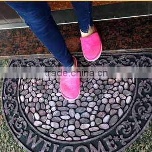 100% Recycle Rubber Round Half Flocked Surface Entrance Mat thumbnail-3